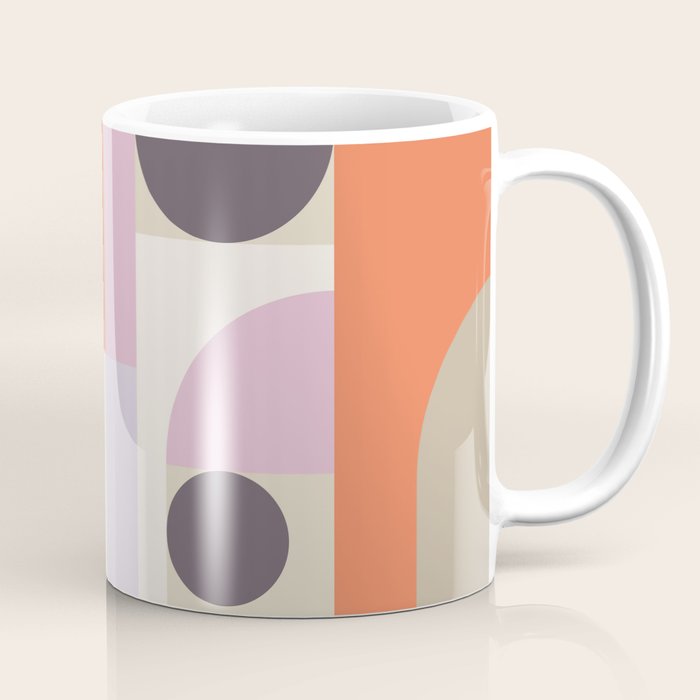 Geometric Bauhaus Shapes - Orange and Lavender Coffee Mug Gallery Image 1