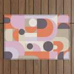 Geometric Bauhaus Shapes - Orange and Lavender Outdoor Rug Gallery Image 1