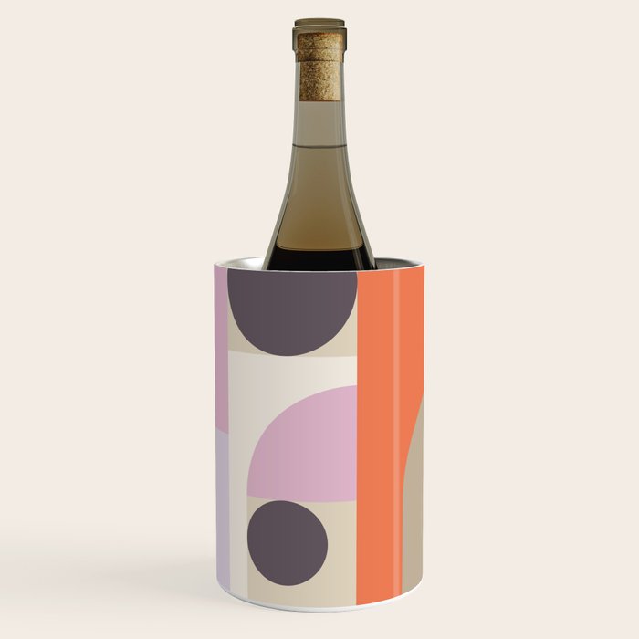Geometric Bauhaus Shapes - Orange and Lavender Wine Chiller Gallery Image 3