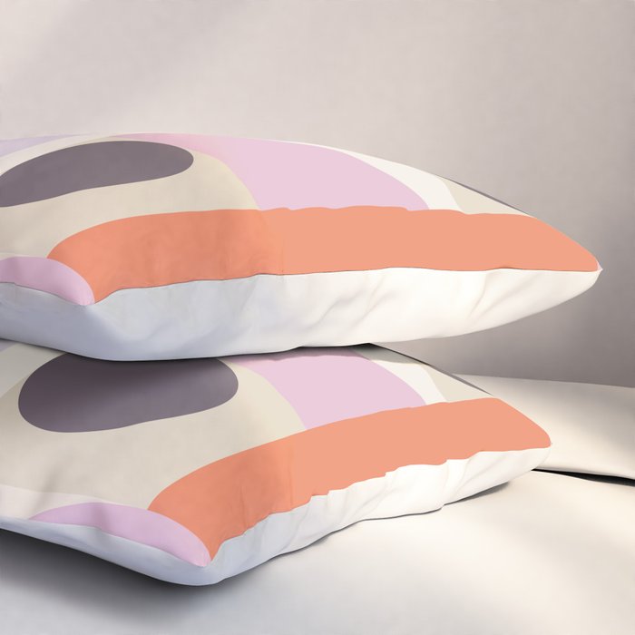 Geometric Bauhaus Shapes - Orange and Lavender Pillow Sham Gallery Image 3