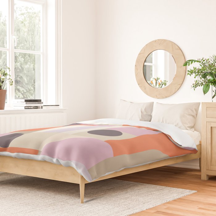 Geometric Bauhaus Shapes - Orange and Lavender Duvet Cover Gallery Image 2