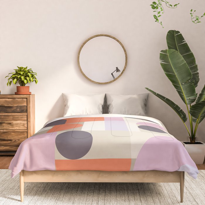 Geometric Bauhaus Shapes - Orange and Lavender Comforter Gallery Image 3