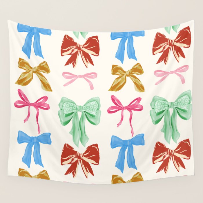 Holiday colorful bows Wall Tapestry Gallery Image 1