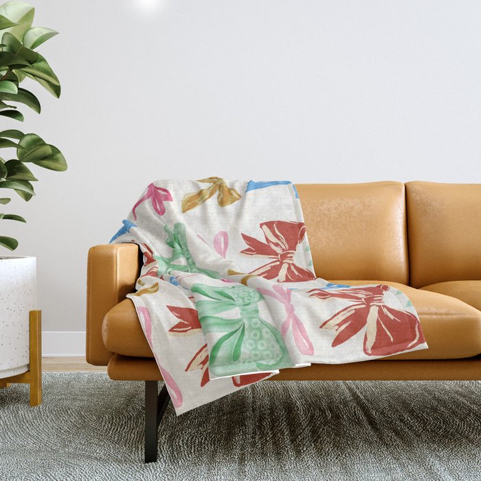 Holiday colorful bows Throw Blanket Gallery Image 1