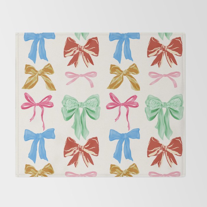 Holiday colorful bows Throw Blanket Gallery Image 2