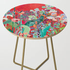 Floral Jungle on Red with Proteas, Eucalyptus and Birds of Paradise Side Table Gallery Image 2
