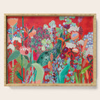 Floral Jungle on Red with Proteas, Eucalyptus and Birds of Paradise Serving Tray Gallery Image 1