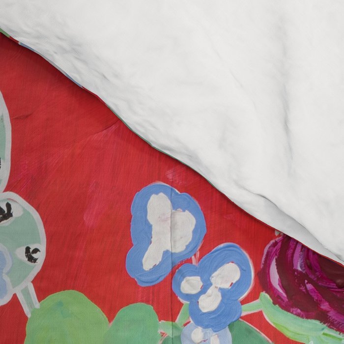 Floral Jungle on Red with Proteas, Eucalyptus and Birds of Paradise Comforter Gallery Image 4