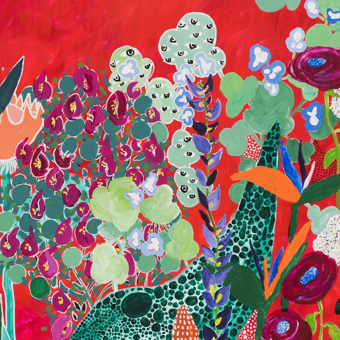 Floral Jungle on Red with Proteas, Eucalyptus and Birds of Paradise Coffee Mug Gallery Image 2
