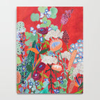 Floral Jungle on Red with Proteas, Eucalyptus and Birds of Paradise Notebook Gallery Image 4