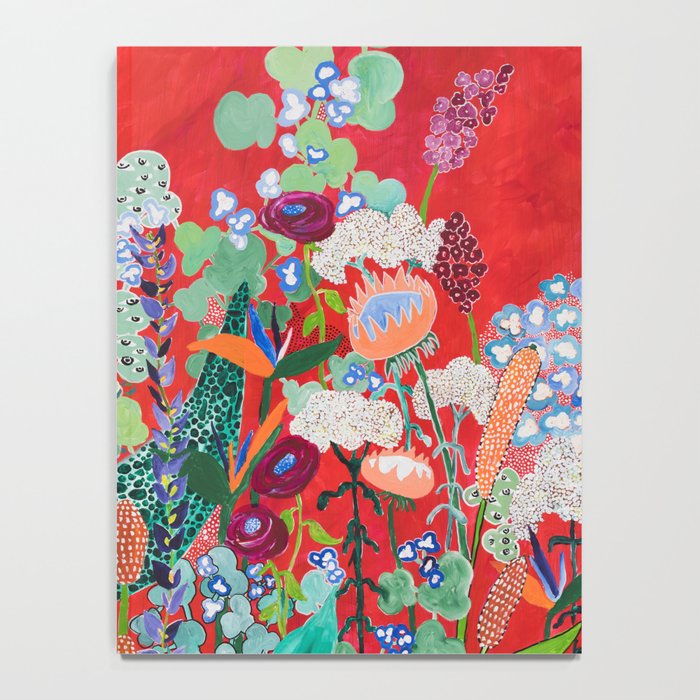 Floral Jungle on Red with Proteas, Eucalyptus and Birds of Paradise Notebook Gallery Image 4