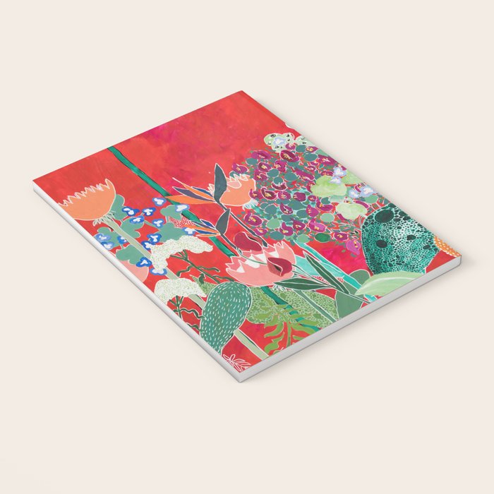 Floral Jungle on Red with Proteas, Eucalyptus and Birds of Paradise Notebook Gallery Image 3