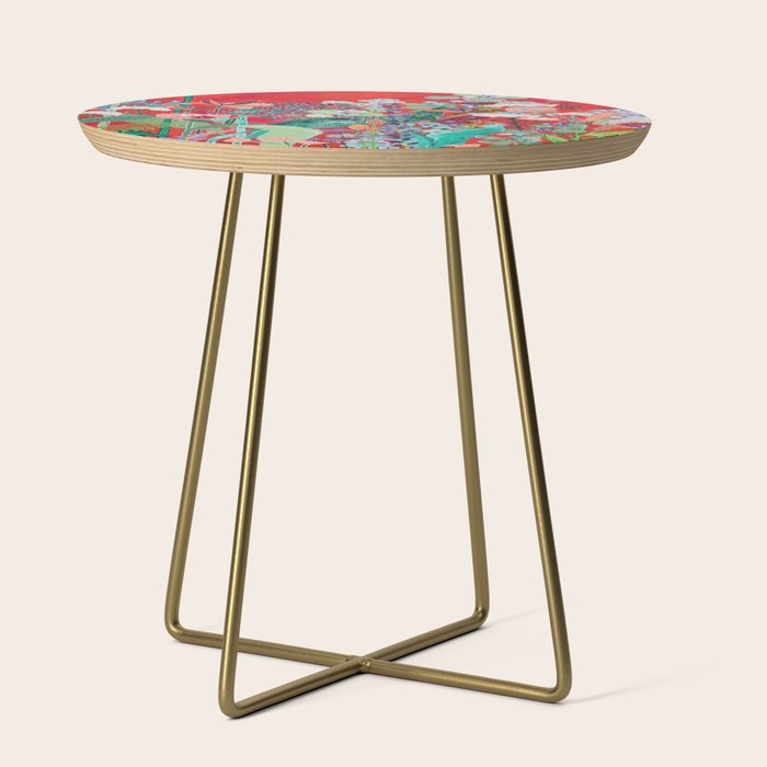 Red floral Jungle Garden Botanical featuring Proteas, Reeds, Eucalyptus, Ferns and Birds of Paradise Side Table Gallery Image 1