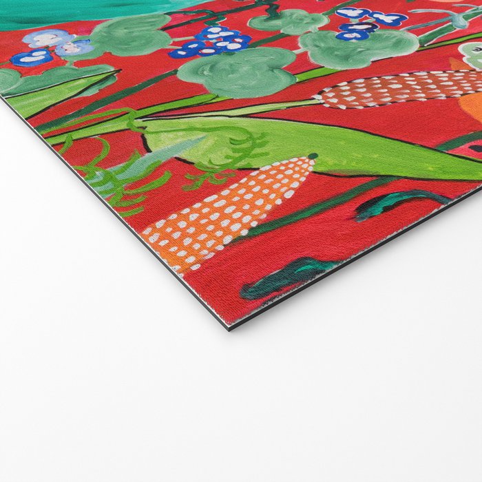 Red floral Jungle Garden Botanical featuring Proteas, Reeds, Eucalyptus, Ferns and Birds of Paradise Welcome Mat Gallery Image 2