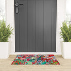 Red floral Jungle Garden Botanical featuring Proteas, Reeds, Eucalyptus, Ferns and Birds of Paradise Welcome Mat Gallery Image 3