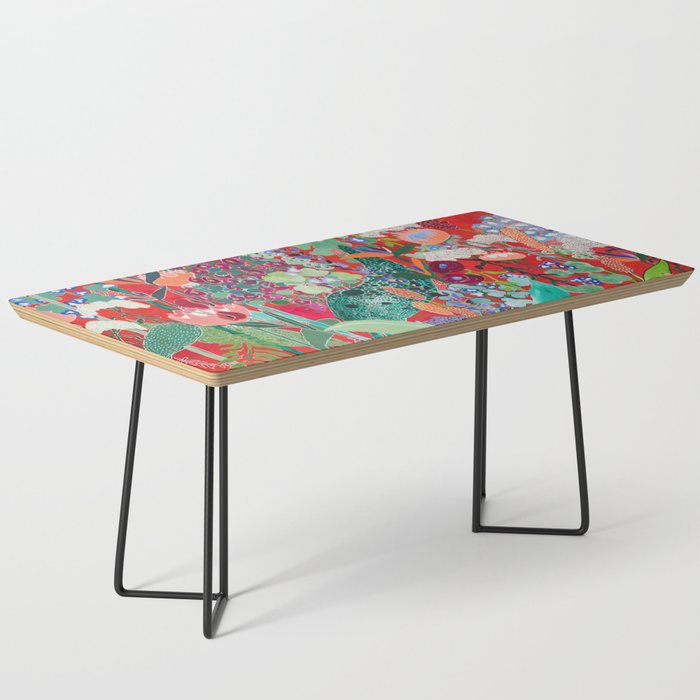 Red floral Jungle Garden Botanical featuring Proteas, Reeds, Eucalyptus, Ferns and Birds of Paradise Coffee Table Gallery Image 1