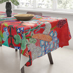 Red floral Jungle Garden Botanical featuring Proteas, Reeds, Eucalyptus, Ferns and Birds of Paradise Tablecloth Gallery Image 3