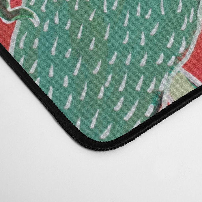 Red floral Jungle Garden Botanical featuring Proteas, Reeds, Eucalyptus, Ferns and Birds of Paradise Desk Mat Gallery Image 4