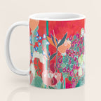 Red floral Jungle Garden Botanical featuring Proteas, Reeds, Eucalyptus, Ferns and Birds of Paradise Coffee Mug Gallery Image 3