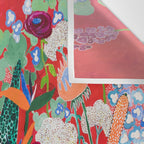 Red floral Jungle Garden Botanical featuring Proteas, Reeds, Eucalyptus, Ferns and Birds of Paradise Wall Tapestry Gallery Image 3