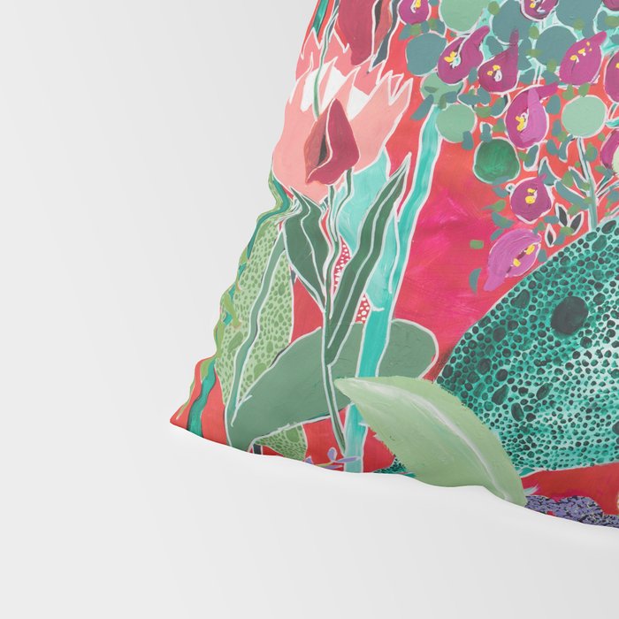 Red floral Jungle Garden Botanical featuring Proteas, Reeds, Eucalyptus, Ferns and Birds of Paradise Pillow Sham Gallery Image 4