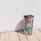 Red floral Jungle Garden Botanical featuring Proteas, Reeds, Eucalyptus, Ferns and Birds of Paradise Travel Mug Gallery Image 4