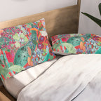 Red floral Jungle Garden Botanical featuring Proteas, Reeds, Eucalyptus, Ferns and Birds of Paradise Pillow Sham Gallery Image 2