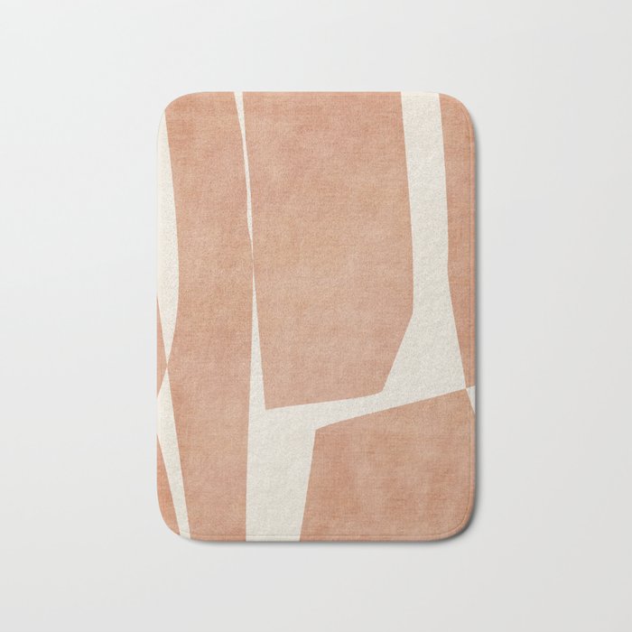 Terracotta Cream Modern Minimalist Abstract Bath Mat Gallery Image 1