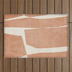 Terracotta Cream Modern Minimalist Abstract Outdoor Rug Gallery Image 1