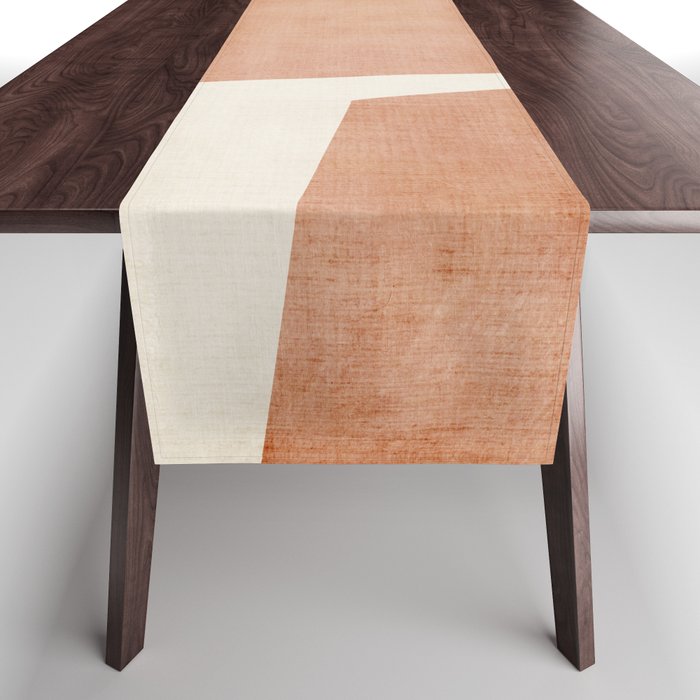Terracotta Cream Modern Minimalist Abstract Table Runner Gallery Image 1
