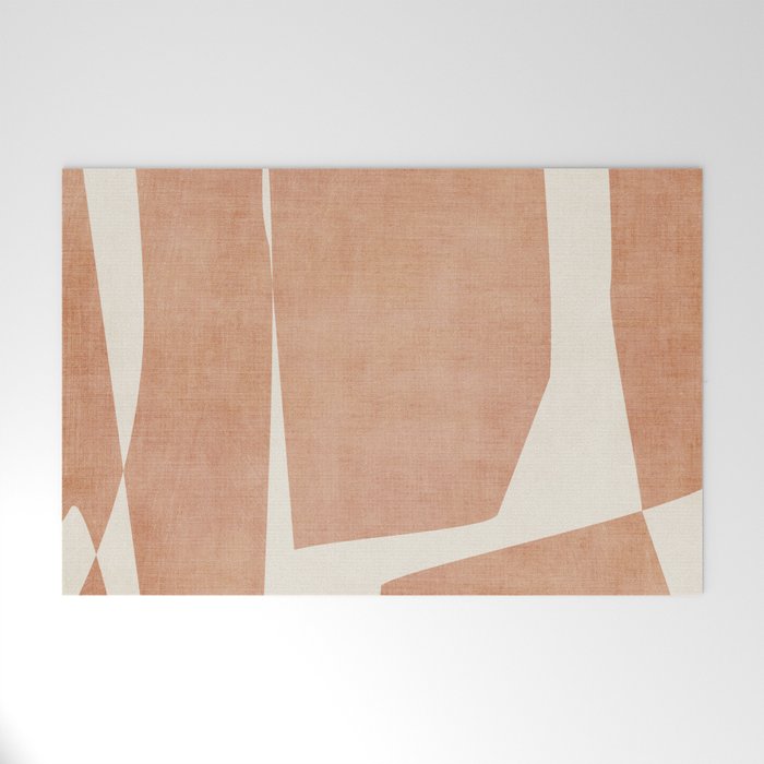 Terracotta Cream Modern Minimalist Abstract Welcome Mat Gallery Image 1