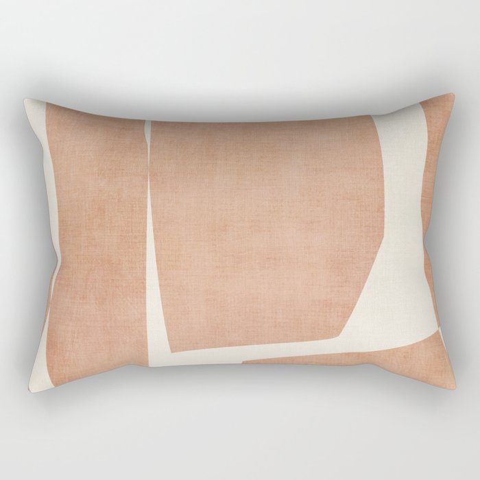 Terracotta Cream Modern Minimalist Abstract Rectangular Pillow Gallery Image 2
