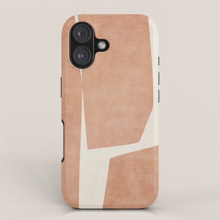 Terracotta Cream Modern Minimalist Abstract iPhone Case Gallery Image 1