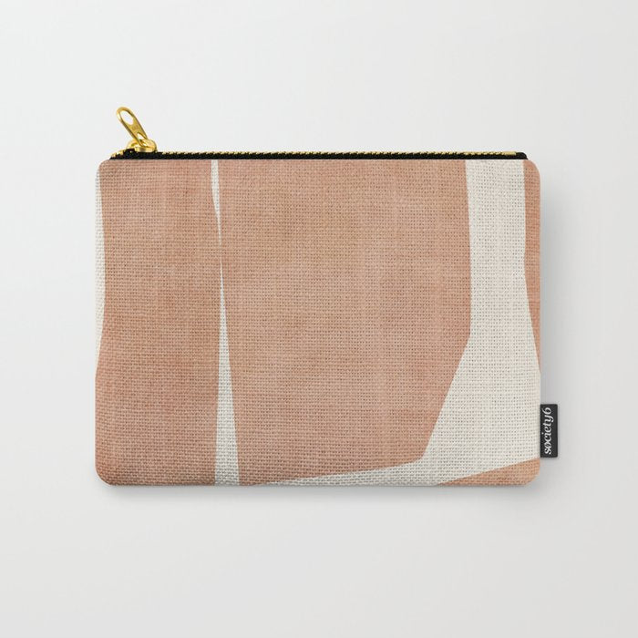 Terracotta Cream Modern Minimalist Abstract Carry All Pouch Gallery Image 1