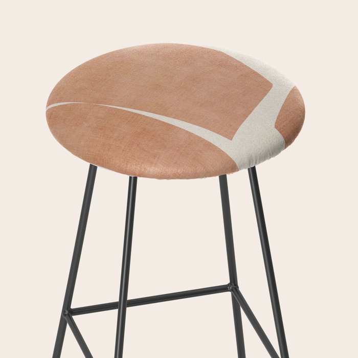 Terracotta Cream Modern Minimalist Abstract Stool Gallery Image 2