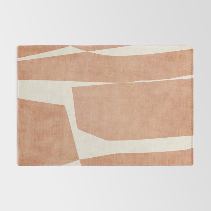Terracotta Cream Modern Minimalist Abstract Rug Gallery Image 2