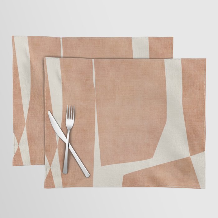Terracotta Cream Modern Minimalist Abstract Placemat Gallery Image 1