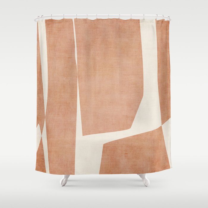 Terracotta Cream Modern Minimalist Abstract Shower Curtain
