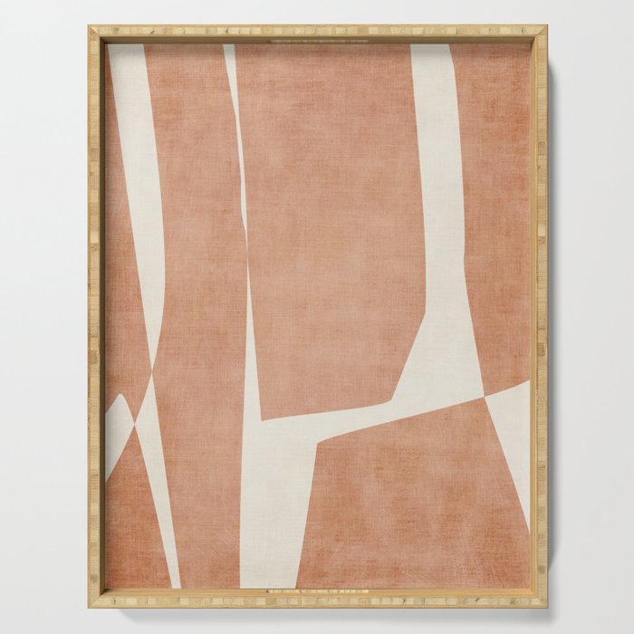 Terracotta Cream Modern Minimalist Abstract Serving Tray Gallery Image 1