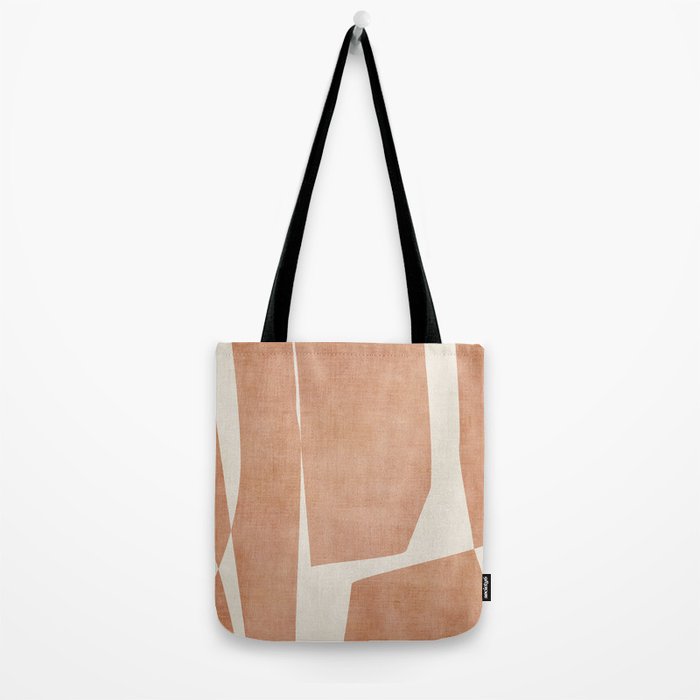Terracotta Cream Modern Minimalist Abstract Tote Bag Gallery Image 2