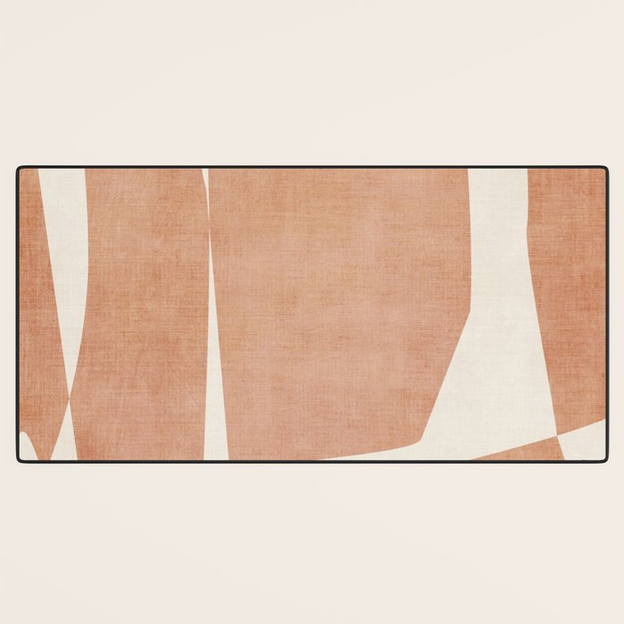 Terracotta Cream Modern Minimalist Abstract Desk Mat Gallery Image 3
