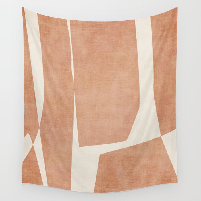 Terracotta Cream Modern Minimalist Abstract Wall Tapestry Gallery Image 4