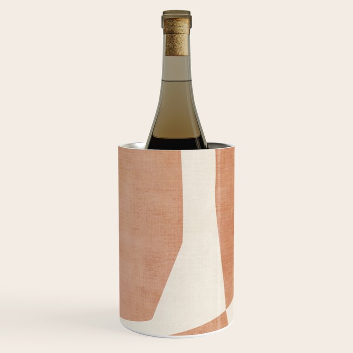 Terracotta Cream Modern Minimalist Abstract Wine Chiller Gallery Image 3