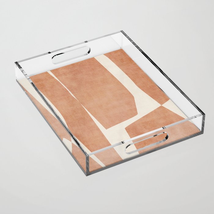 Terracotta Cream Modern Minimalist Abstract Acrylic Tray Gallery Image 1