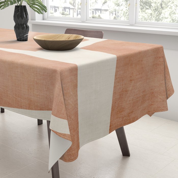 Terracotta Cream Modern Minimalist Abstract Tablecloth Gallery Image 3