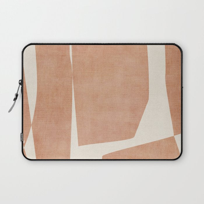 Terracotta Cream Modern Minimalist Abstract Laptop Sleeve Gallery Image 1