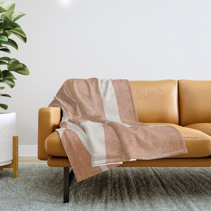 Terracotta Cream Modern Minimalist Abstract Throw Blanket Gallery Image 1