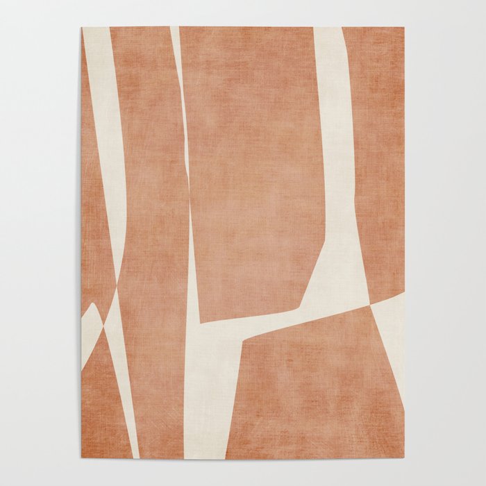 Terracotta Cream Modern Minimalist Abstract Poster Gallery Image 1