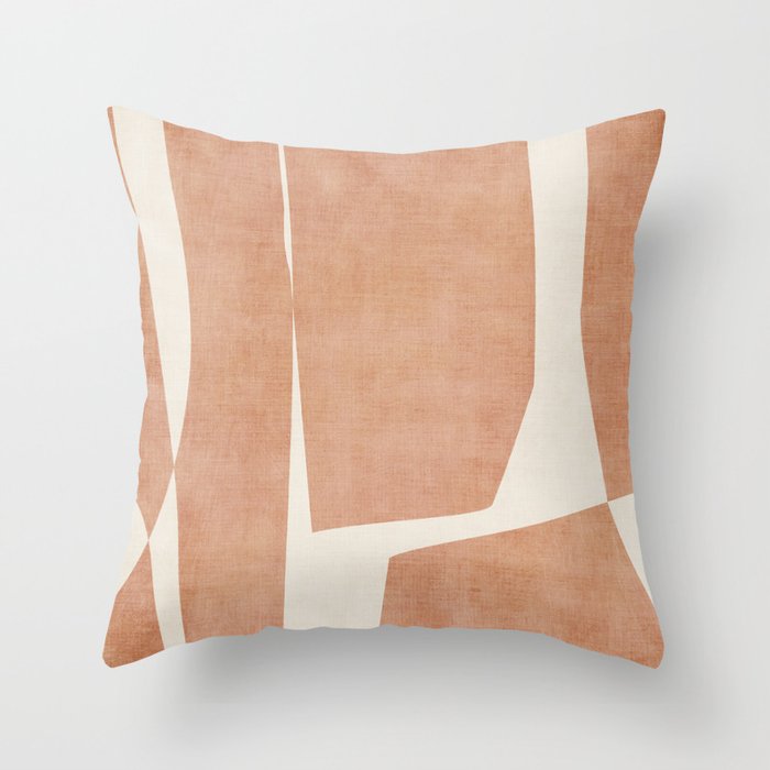 Terracotta Cream Modern Minimalist Abstract Throw Pillow Gallery Image 6