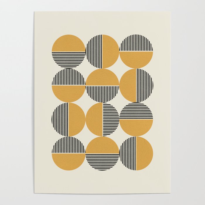 Circle pattern mid-century style Poster Gallery Image 4